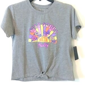 HURLEY GIRLS GRAY GRAPH TEE SHIRT SIZE LARGE NWT